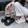 Flower Premium One-word Slippers Female Homemade Versatile Gentle Cool Slippers Soft Sole Non-slip Comfortable Beach Shoes