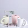 Big ear ceramic mug, creative crooked ceramic thick handle milk coffee water cup