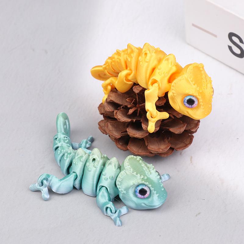 3D Printing Chameleon Figures Multi-Joint Movable Simulation Animal For Home Decor Accessories Kids Gift