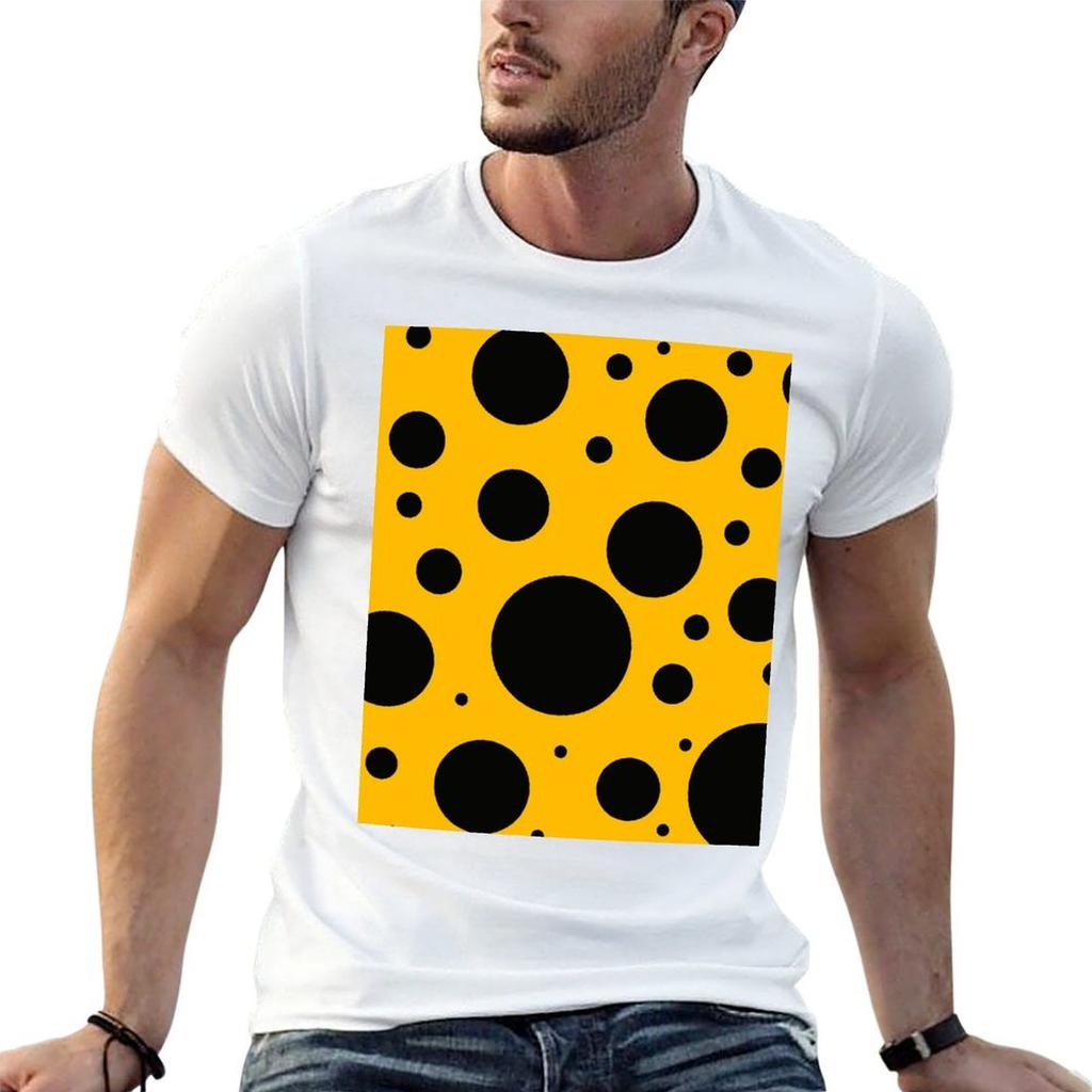 Black Polka Dots On Yellow Background Tshirt T Shirts For Unisex Cotton Anime T Shirts Oversize Unisex T Shirt Cotton Tshirt