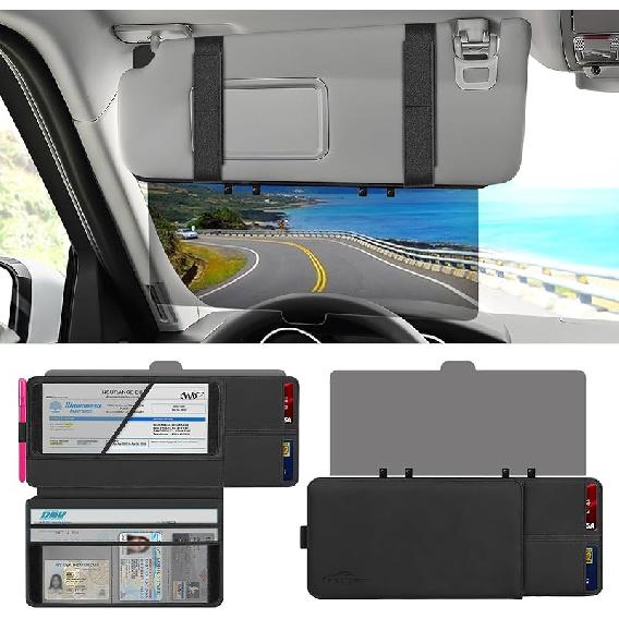 Polarized Sun Visor For Car With Registration And Urance Holder, Upgrade Sun Visor Extender With Registration Holder, Car Visor Extender Sun Blocker