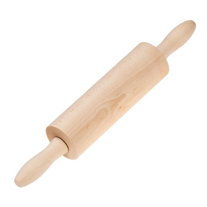 Rouleau à pâtisserie - TOPFANN - Classique - Bois de hêtre - 39 cm - Poignées mobiles