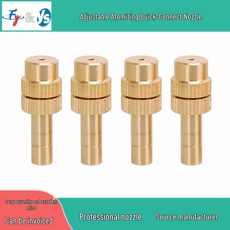 Adjustable Brass Atomizing Nozzle 6mm/8mm for Low-Pressure Cooling, Disinfection, and Landscaping