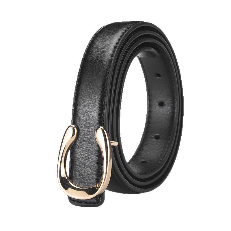 Versatile Women's Leather Belt with Smooth Buckle: Fashionable Waist, Pants Belt & Jewelry Chain