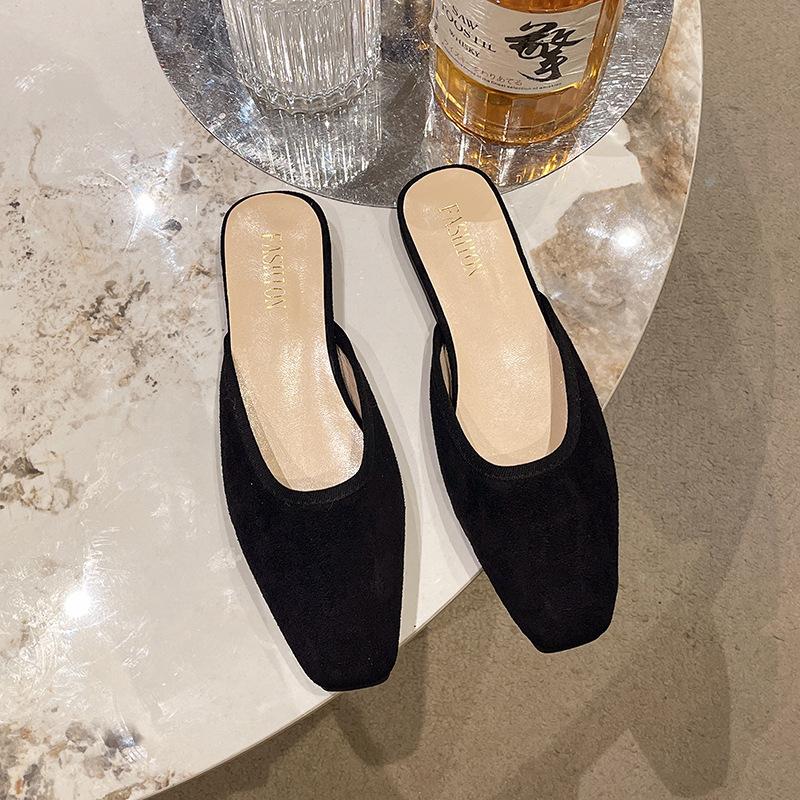 

2025 sweet summer new fashionable retro flat-bottomed bag head half slippers comfortable versatile cool slippers women s shoes slippers 35 чорний