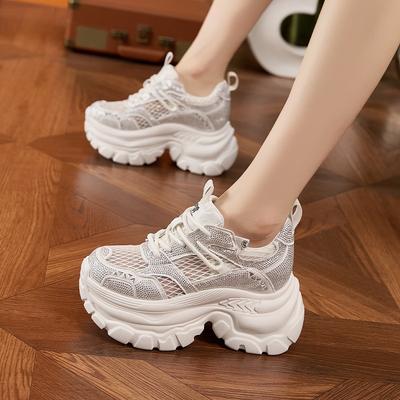 Daddy Shoes Girl 2025 Summer New Breathable Mesh Sandals Thick-soled Inner Heightening Women's Shoes Versatile Sports and Leisure Shoes