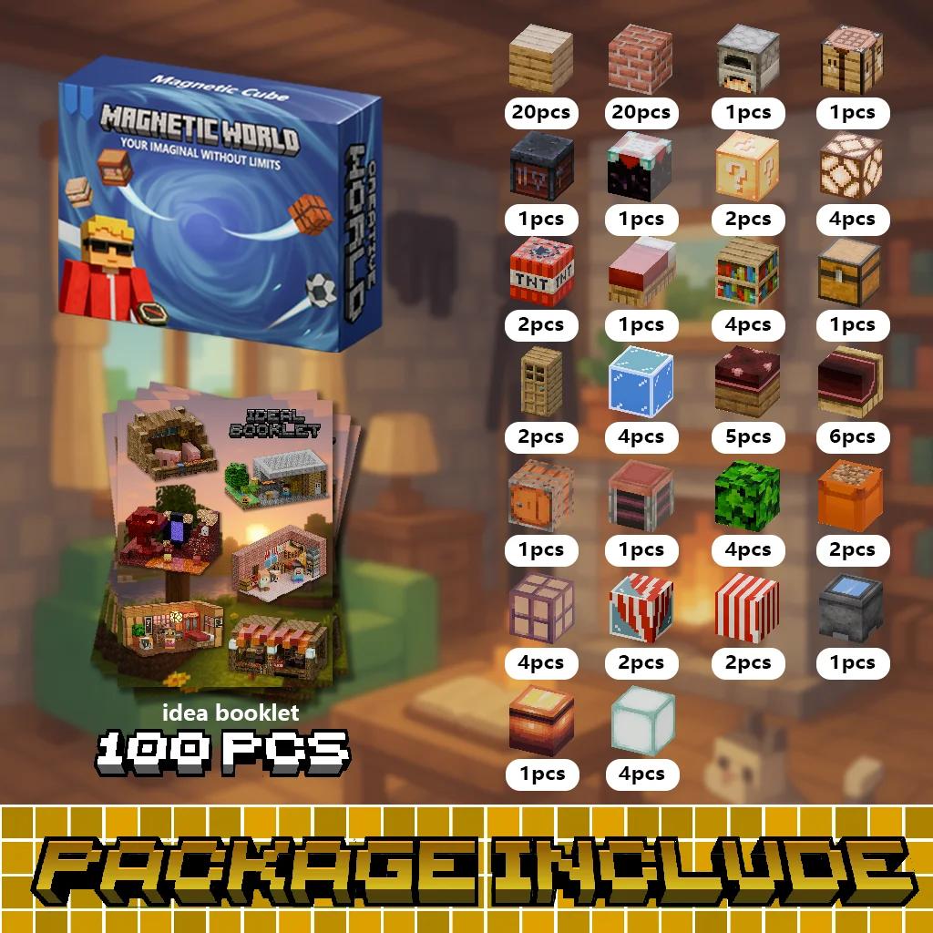 Magnetic Building Blocks Toy Storage Box Set Can Hold Figures Magnet Cube Pixel Style Model Baseplate Toys Children 2025 Gift