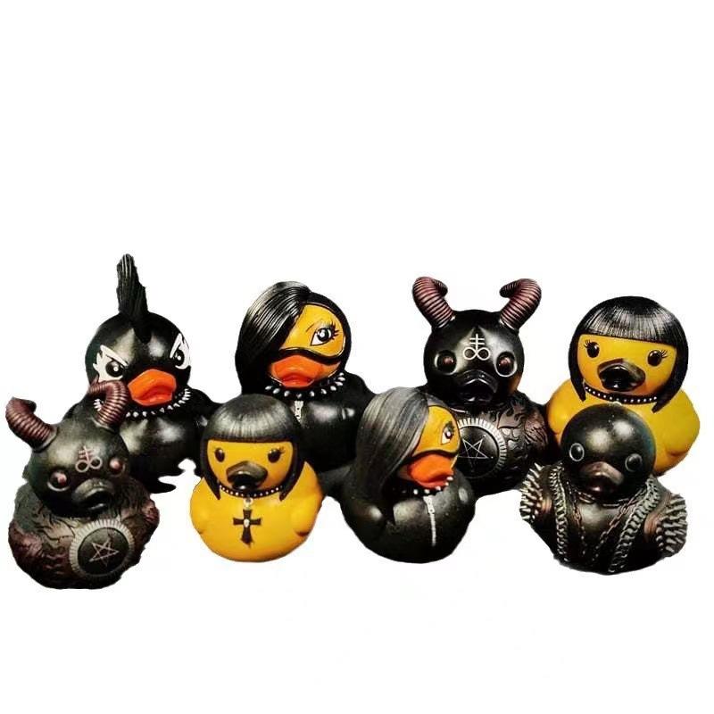 1PC Duck Statue Indoor Gothic Sculpture Punk Animal Figurine Resin Statues Desk Decor Collectible Figurines Satan Duck Decor