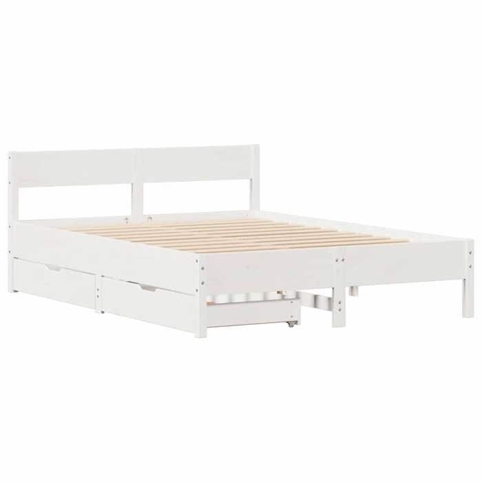 VidaXL Cadre de lit avec tête de lit blanc 120x190 cm bois pin massif, meuble de chambre à coucher, sommier, lit en bois, 3301768