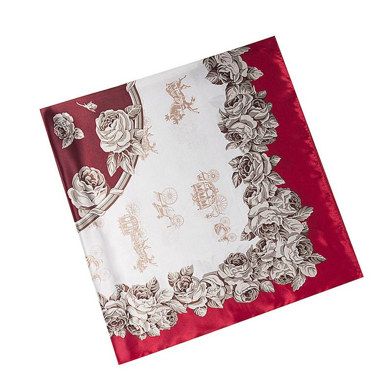 New Carriage Silk Scarf For Ladies Floral Print Hijab Shawl Brand Scarf Foulard Square Head Scarves Wraps For Women Bandana