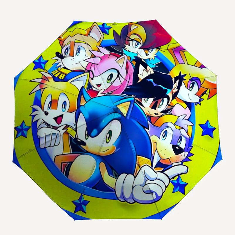 

1pc Sonic the Hedgehog Auto Open/close Umbrella, Portable Travel Umbrella, Everyday Use - Outdoor Accessory, Artistic Pattern, Compact Design, Fashion
