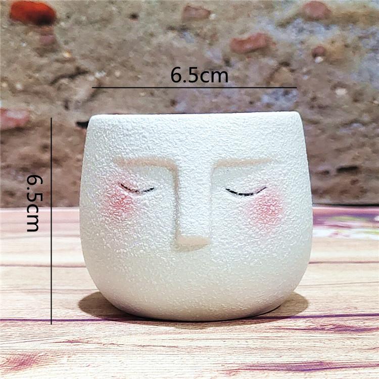 Ceramic Flower Pot Cartoon Face Shape Succulent Green Planting Container Cute Head Vase Garden Flowerpot Plantas Accesorios