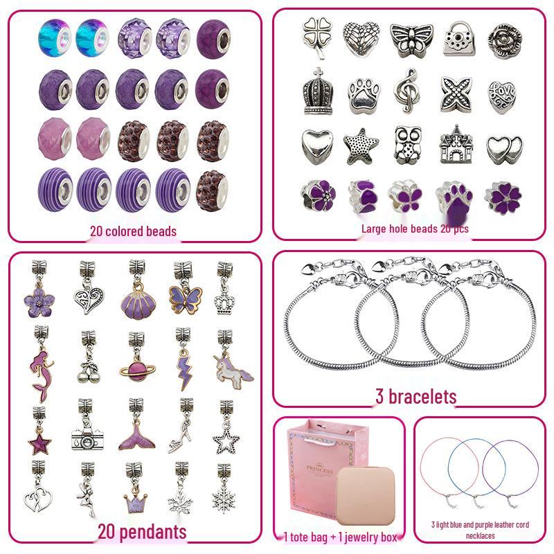 66-Piece Children's DIY Crystal Bracelet Kit – Educational Beaded Jewelry Set for Creative Holiday Gifts