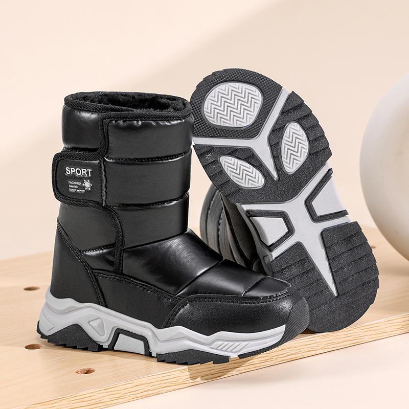 

Зимние детские хлопковые ботинки, утепленные и теплые сноубутсы, противоскользящие и прочные уличные ботинки 31 чёрный