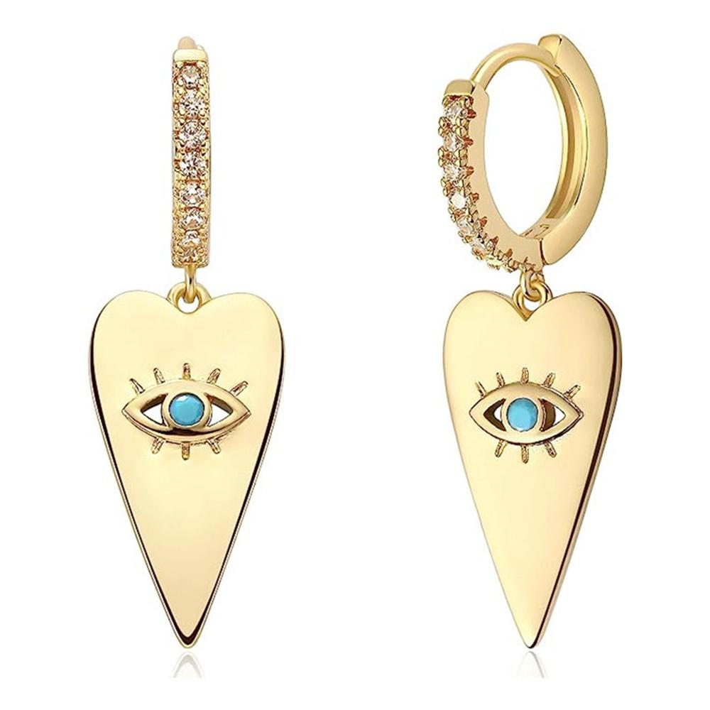 Unique Female Blue Evil Eye Zircon Stone Dangle Earrings Dainty Gold Color Party Jewelry For Women