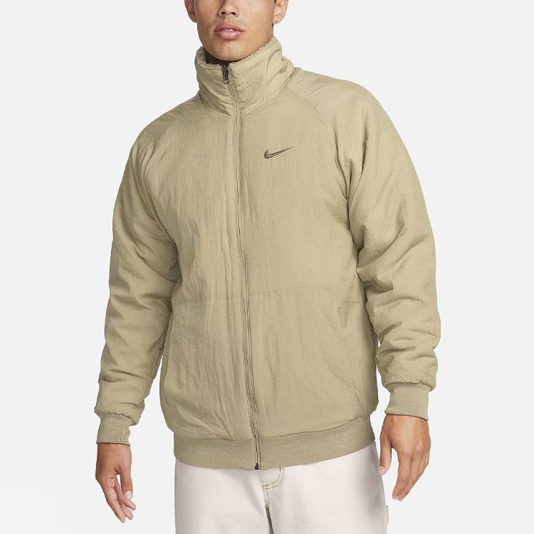 Nike Reversible Wear Stand Collar Long Sleeve Fleece Jacket Men Outerwear Neutral-Olive FQ8044-276