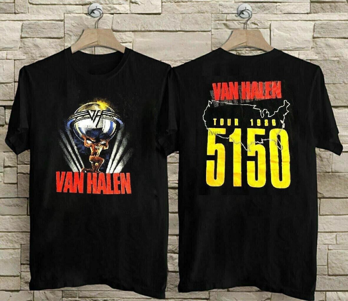 Reprint VAN-HALEN 5150 1986 Tour Concert Black S-5XL T-Shirt 3XL