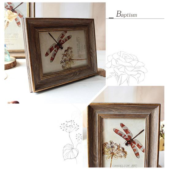 Picture Frame Retro Style Exquisite Pattern Wear Resistant with Hook Simple Installation Farmhouse Rustic Vintage Wall Hanging Photo Frame