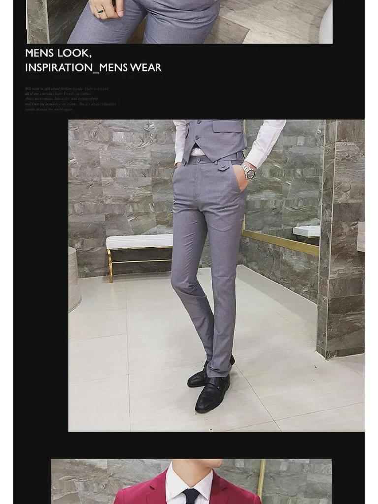 חליפת שלושה חלקים לגברים בגזרה צמודה, גזרה יומיומית ורשמית - מושלמת לחתונות, שושבינים ולאנשי מקצוע