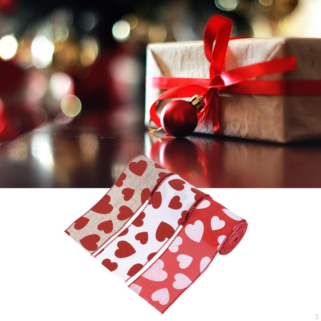 Day Assorted Heart Printed Ribbons for DIY Holiday Wedding