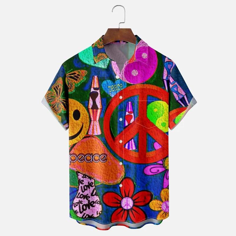 Mens Hippie Anti War Art Short Sleeve Shir