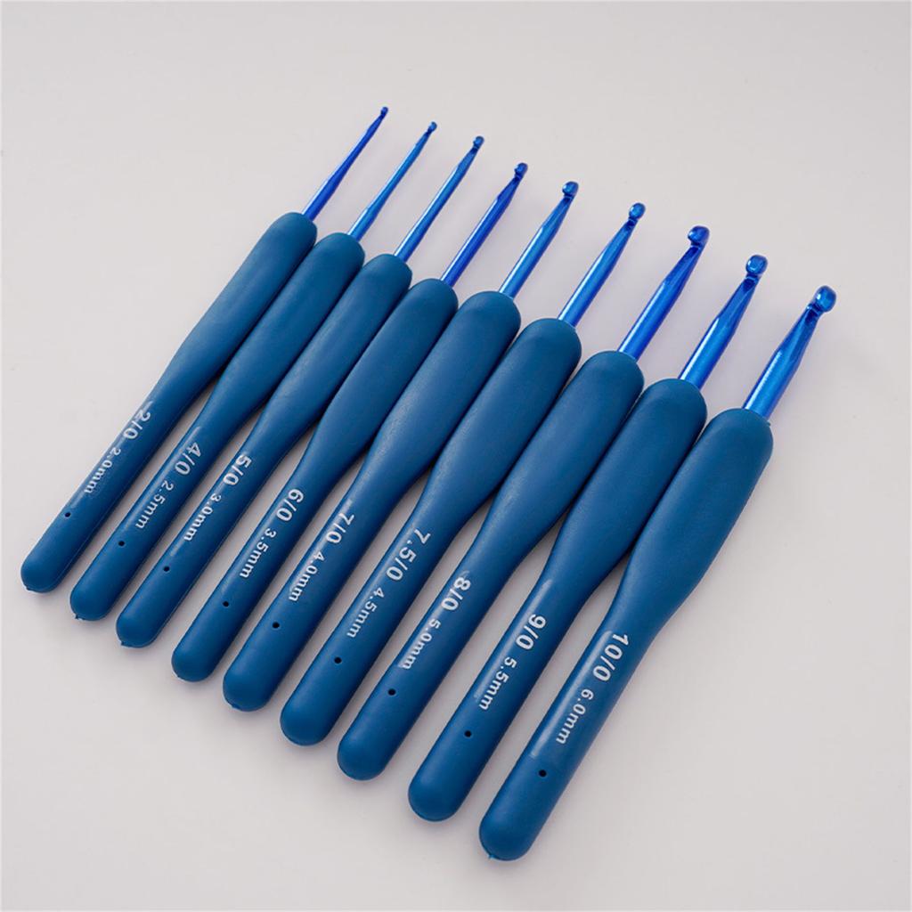 9Pcs Ergonomic Handle Crochet Hook 2MM-6MM Ergonomic Crochet Needle Long Handle Crochet Hook for Beginner Hobbyist