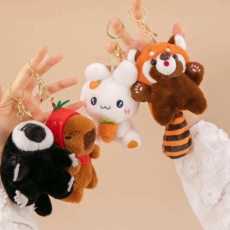 Cartoon Animal Plush Toy Capybara Rabbit Soft Filling Doll Backpack Keychain