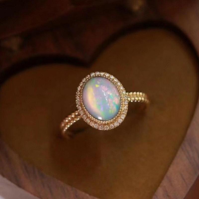 Geometric Opal Contemporary Ring For Women In Playful Candy Shades And Adjustable Size