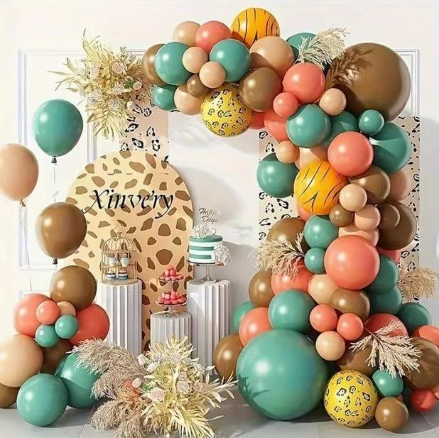 Forest Theme Blue Brown Latex Balloon Set Jungle Birthday Party Decoration Jungle Arrangement