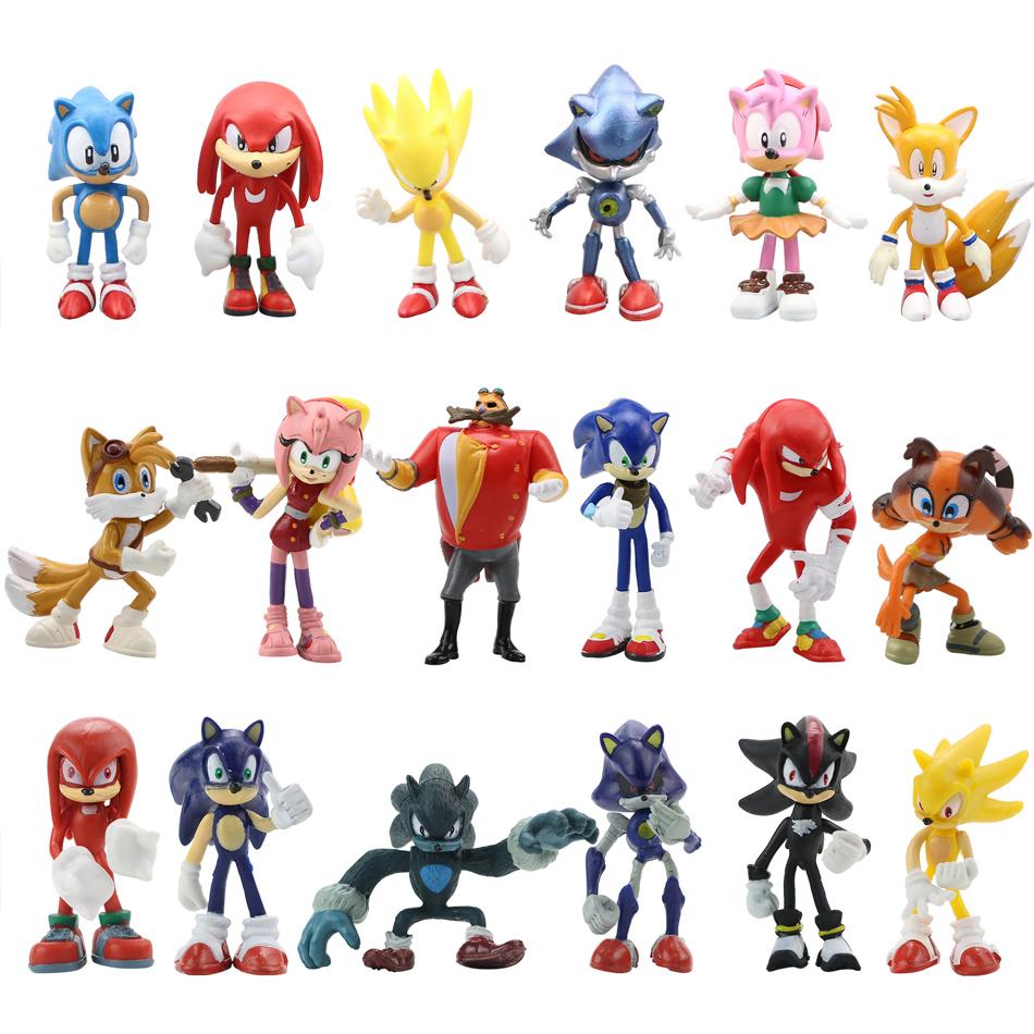 6-18Pcs Sonics Figure Tails Werehog Action Figures Knuckles Doll Dr. Eggman Cartoon Figurines Collectible Dolls  Hedgehog Toy