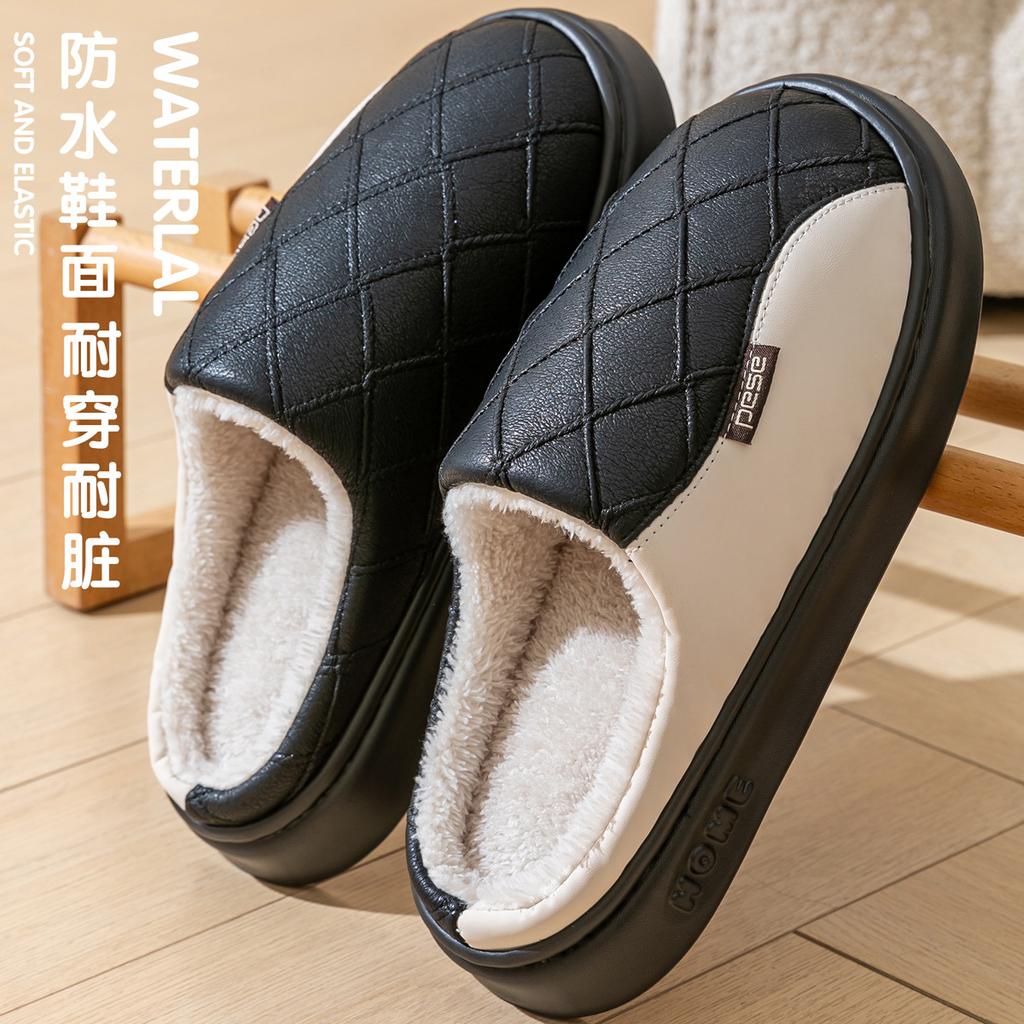 Waterproof Cotton Slippers Winter 2025 New Outdoor Wear Indoor Home Non-slip Thick Bottom Couple Cotton Drag Winter