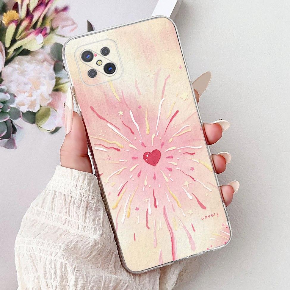 Clear For Oppo Reno 4Z 5G Case Cover CPH2065 Cute Cat Fashion Flowers Painted Soft Back Cover For Oppo Reno4 Z 5G Phone Case