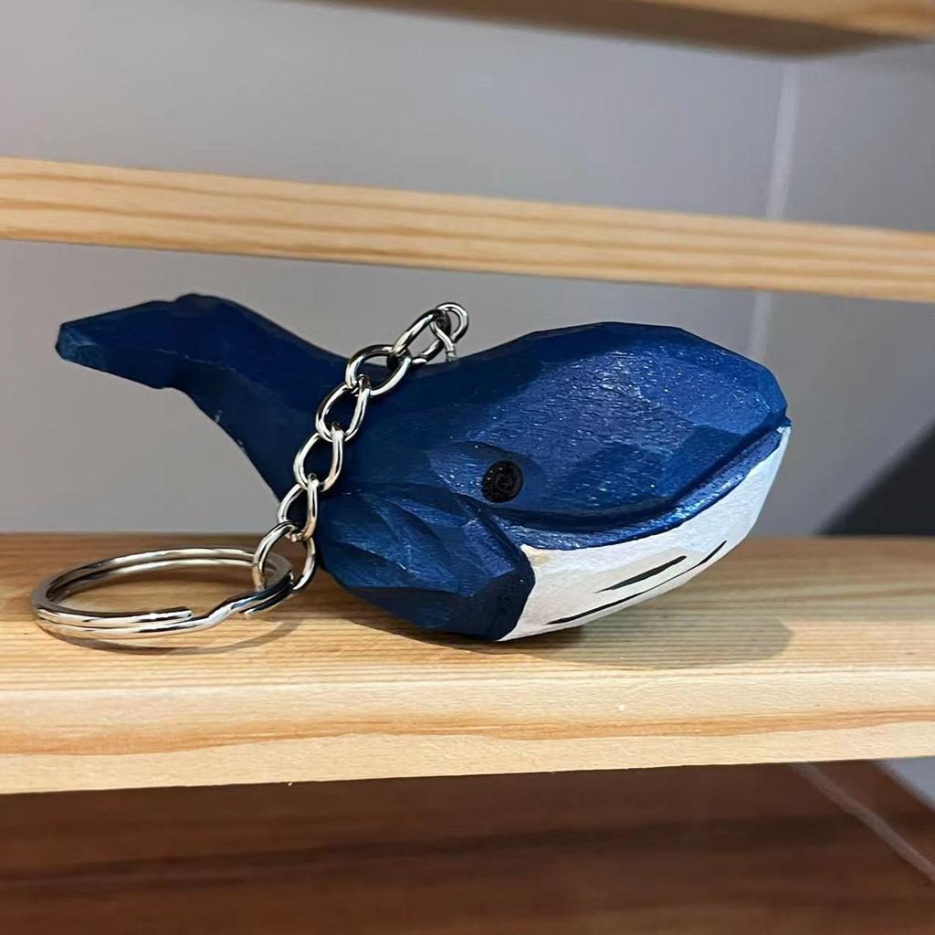 Cute Blue Whale Pendant Wood Carved Mini Hand Carved Colored Birthday Holiday Gift