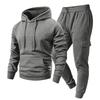 Men's Casual Outdoor Sports Two-Piece Set - Color Sweatshirt and Elastic Waist Cargo Jogger Pants