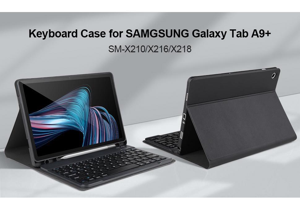 Samsung A9+ Tablet Leather Case with A11plus Magnetic Bluetooth Keyboard