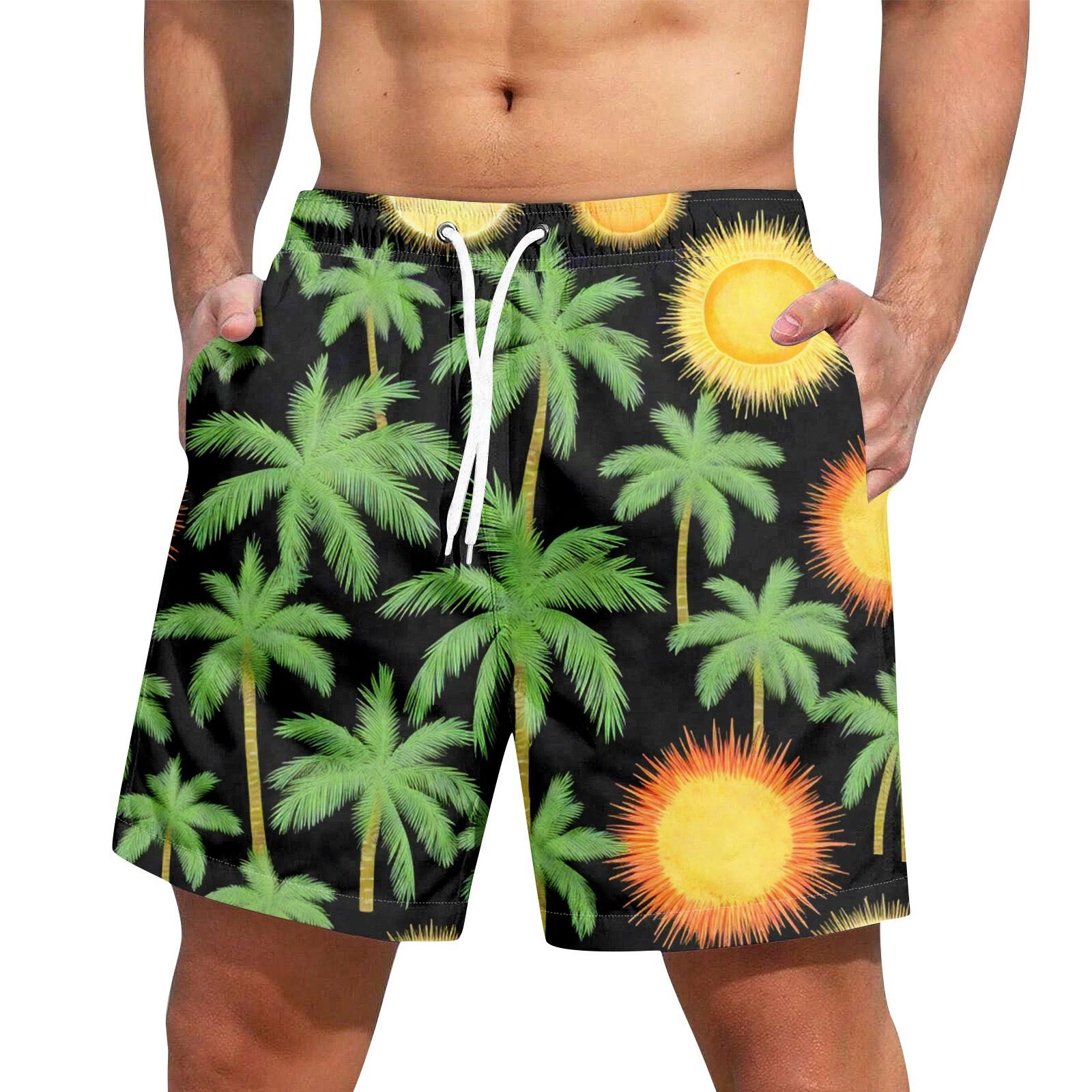 

Мужские гавайские шорты на шнуровке, повседневные брюки L чёрный