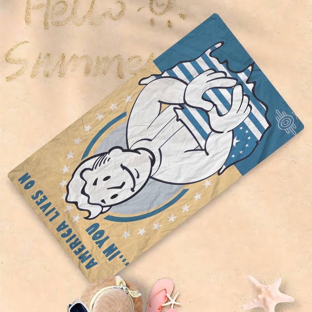 Game F-Fallouts Vault Boys Microfiber Blanket Quick Drying Beach Towels Oversized Printing Super Absorbent Pool Towel Blanket