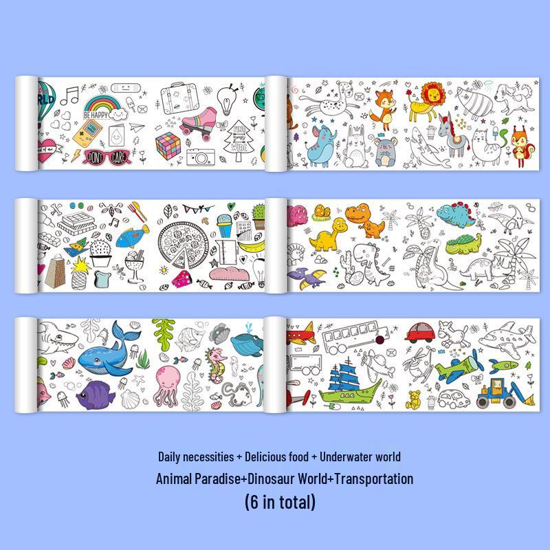 Wall-Safe Kids' Graffiti and Coloring Scroll - Large Paper Art for Kindergarten