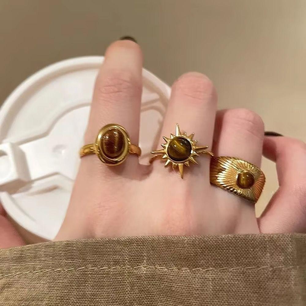 

1Pcs Vintage Brown Women Ring Adjustable Sunflower Ring New Open Ring Style 2