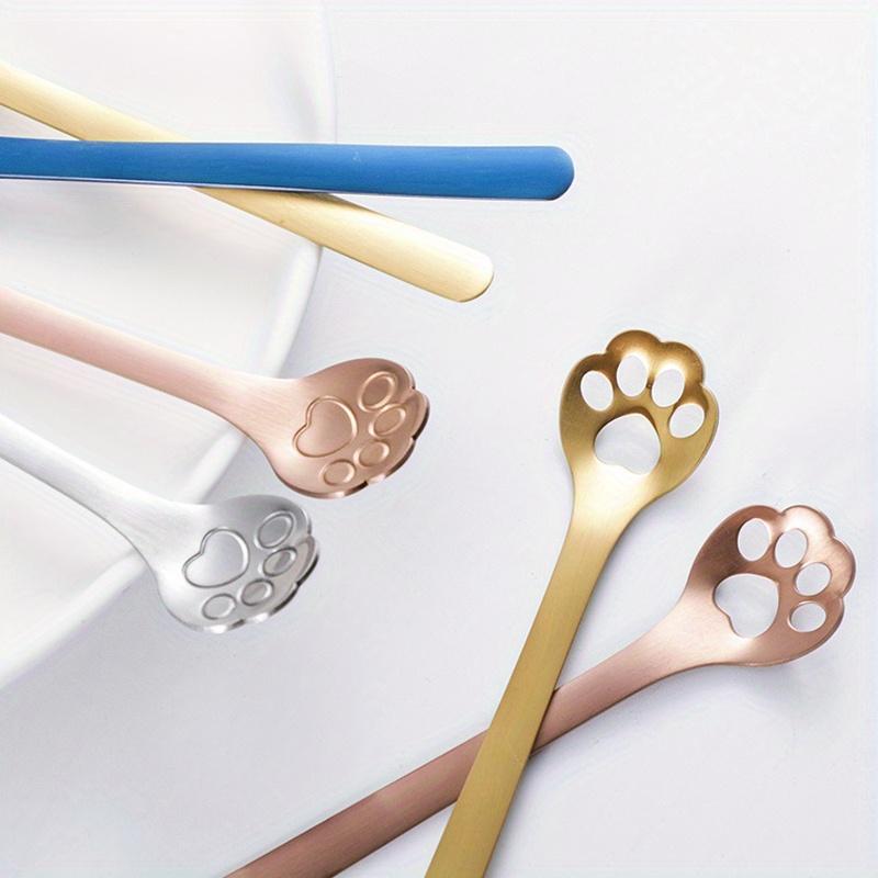 1PC Creative Cute Cat Claw Stainless Steel Spoon Hollow for Ice Cream Coffee Tea Dessert Spoon Kitchen Tableware Accessories