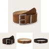 Simple Solid Color Suede Square Buckle Decoration Women Casual Belt