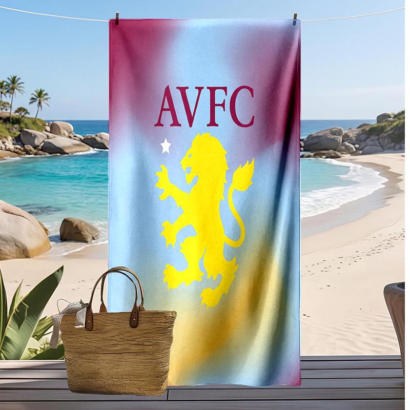 Asciugamano da Spiaggia con Stampa Calcio Aston Villa, Asciugamano Grande Morbido ad Asciugatura Rapida per Spiaggia Campeggio Nuoto
