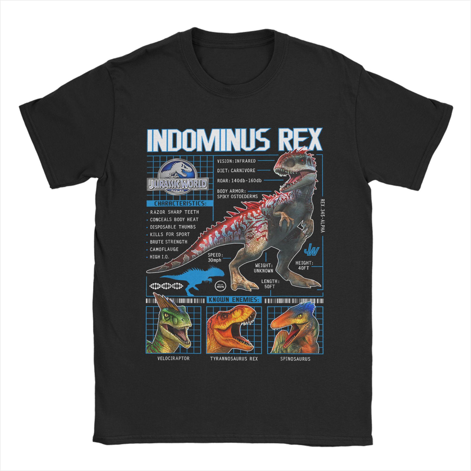 

Футболки Jurassic World Indominus Rex Зелена Схема для Чоловіків Смішна Футболка Круглий Виріз Футболки Короткий Рукав Одяг Великий Розмір 3XL