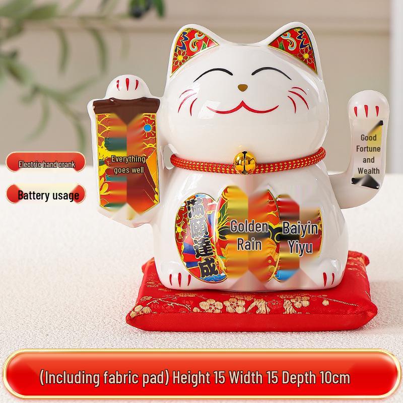 Large Waving Hand Lucky Cat Ornament - Cashier Desk Home Decor Gift