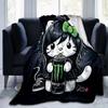 1pc Darkly Romantic Floral Hello Kitty Blanket, Cute Movie Characters Throw Blanket,Living Room, Travel, Camping, Car Blankets, Beach, Office Naps, So