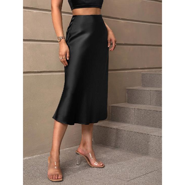 Elegant A-linjesatengskjørt for høst og vinter, nytt ensfarget A-linjeskjørt i middels lengde for barn