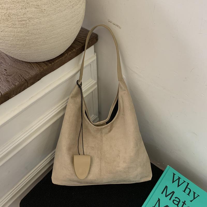 Herbst Retro Tasche Damen Maillard Stil Wildlederoptik Tragetasche Große Kapazität Pendler Freizeit Einzelne Tasche