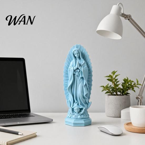 Catholic Statue Resin Virgin Mary Statue, Religious Sculpture, Blessed Holy Figurine Mother for Home Desk Decor