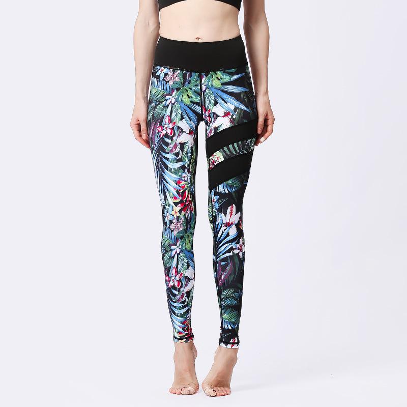 New yoga pants women's tight high waist hip lift quick-drying leggings sports fitness yoga suit printing