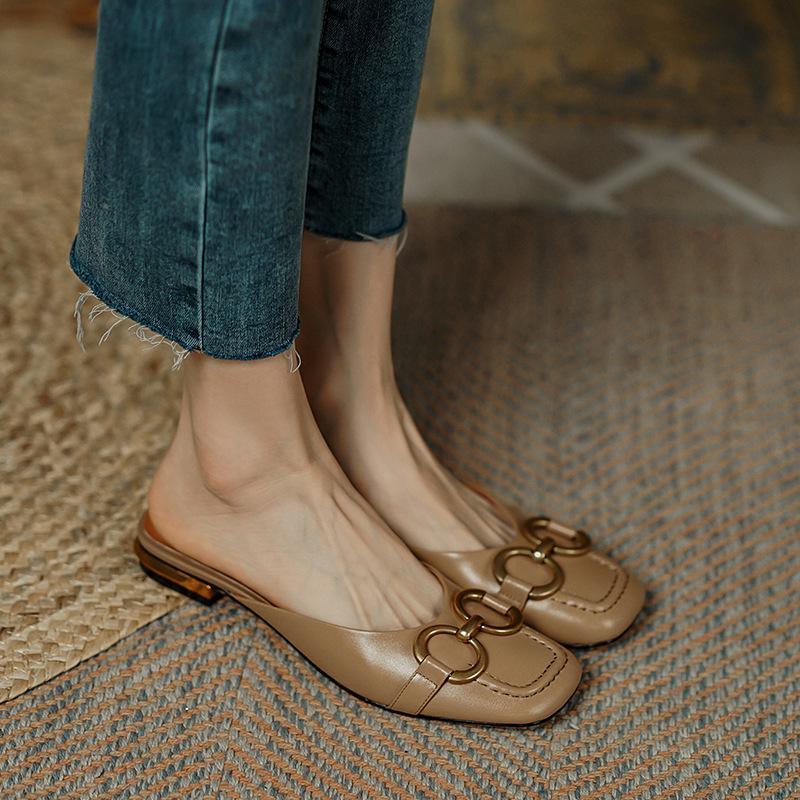 Fashion Sandals Outside Shoes for Women Low Heel Slides Mules Woman Slippers Cheap Liquidation Elegant and Fashionable Original Pvc Chic